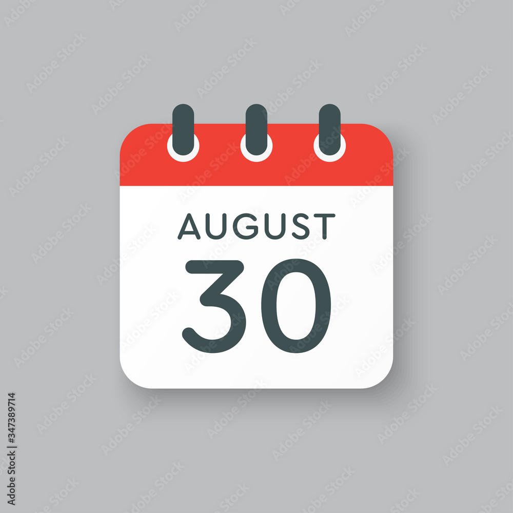 Calendar icon day 30 August, date days of the year Calendar icon day 30 August, date days of the year