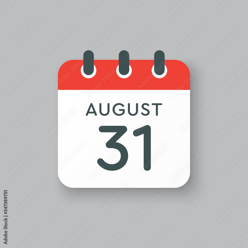 Calendar icon day 31 August, date days of the year Calendar icon day 31 August, date days of the year