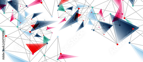 Line points connections, triangular technology design. Abstract geometric background
