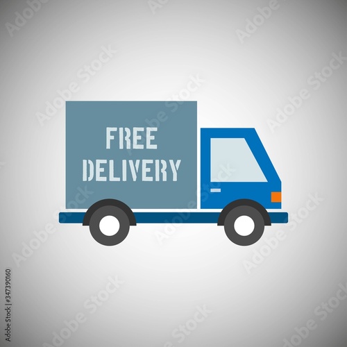 Free delivery truck in flat design on gray background. Vector illustration EPS 10.