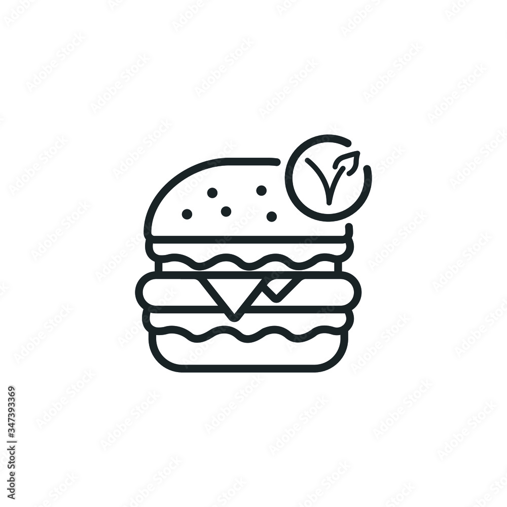 Minimal Vegan Burger Icon - No Meat Burger Symbol - Vector Minimal Vegan Burger Icon - No Meat Burger Symbol - Vector