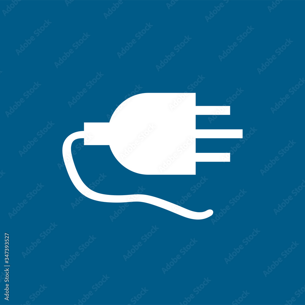 Plug Icon On Blue Background. Blue Flat Style Vector Illustration Plug Icon On Blue Background. Blue Flat Style Vector Illustration