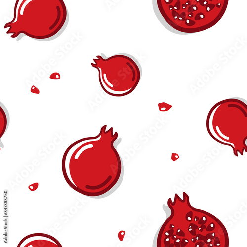 Granat seamless vector pattern. Isolated fruit illustration, great for wallpaper, textile and texture design. Kids design, fabric, wrapping, apparel.