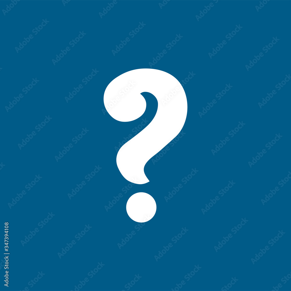 Naklejka premium Question Icon On Blue Background. Blue Flat Style Vector Illustration