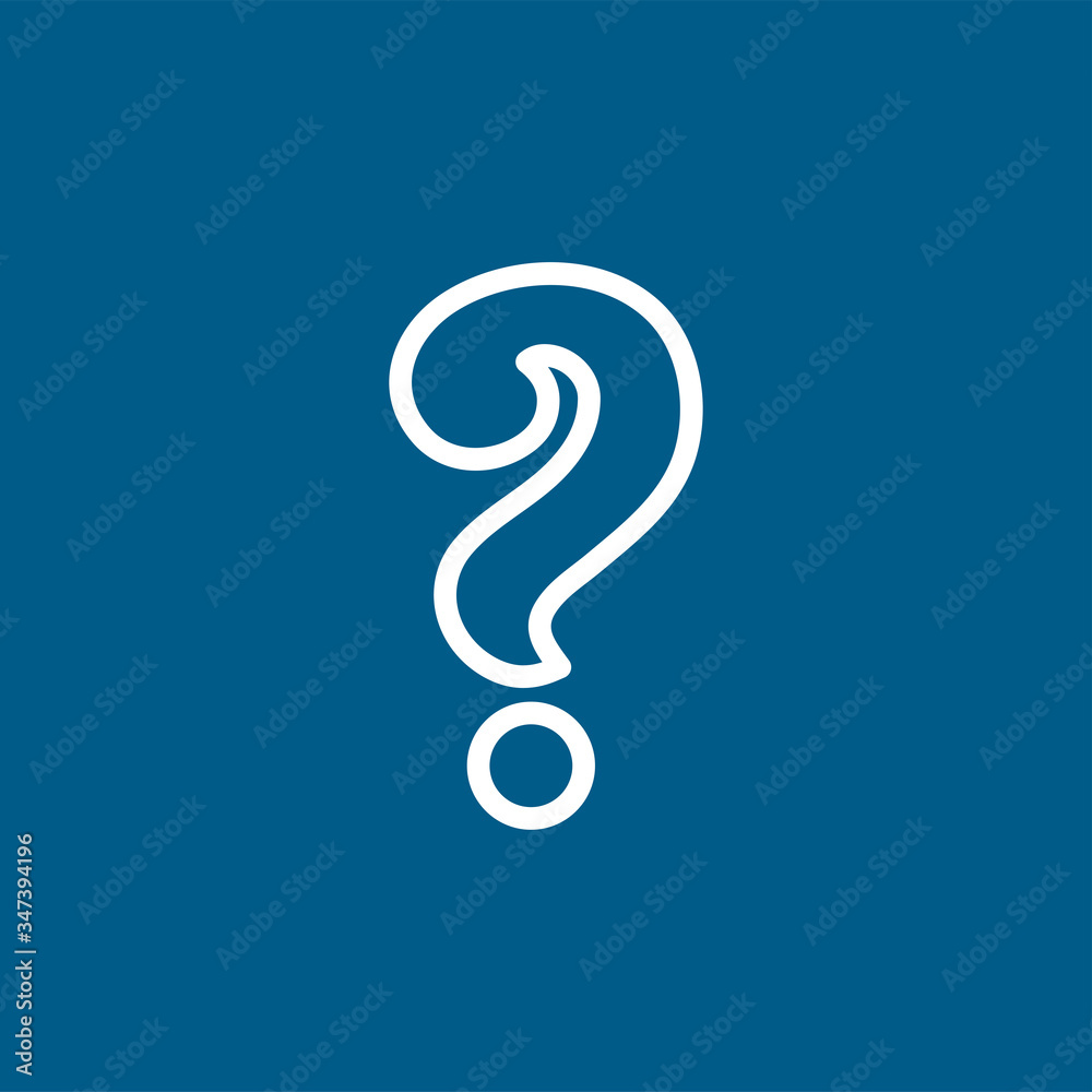 Naklejka premium Question Line Icon On Blue Background. Blue Flat Style Vector Illustration