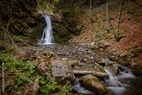 Beautiful Davca waterfalls in Slovenia in spring photo