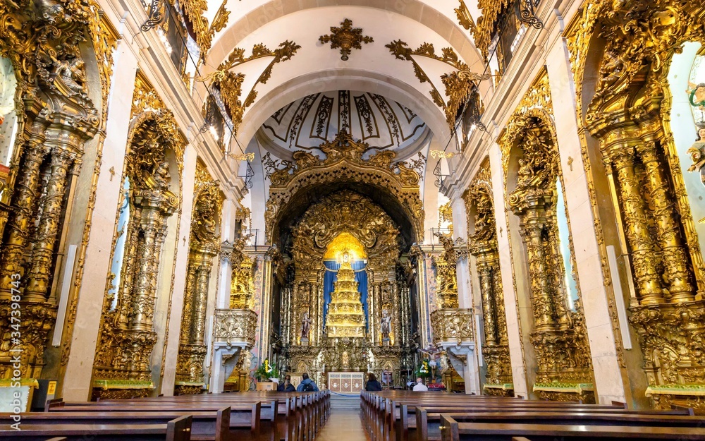 Interior of the Carmelitas Church in Porto, Portugal