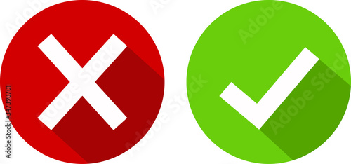  Green tick, red cross. Art design with text do and don't. Right or wrong. True or false.