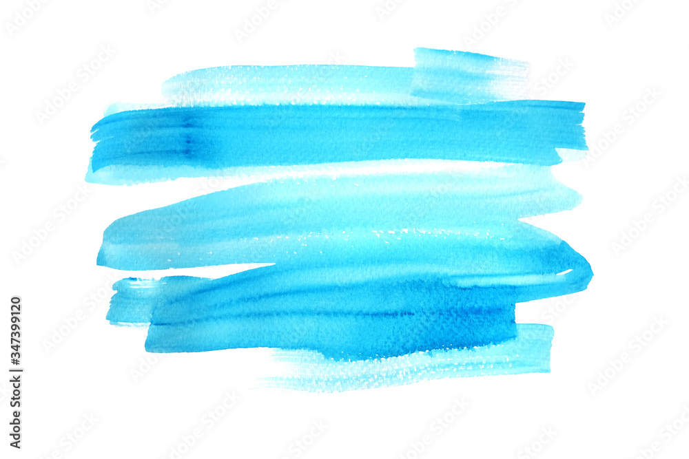 Blue brush stroke by Watercolor hand painting and splash abstract texture on white paper Background