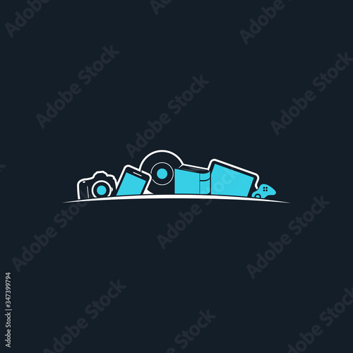 electronic skyline black white blue