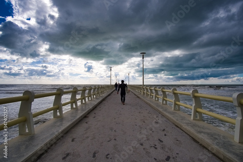 Pier of Forte dei Marmi on a day of clouds and rain Tuscany Italy