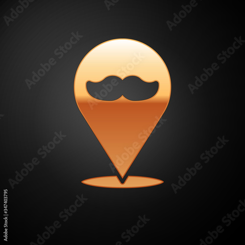 Gold Blank template of the bank check and pen icon isolated on black background. Checkbook cheque page with empty fields to fill.  Vector Illustration