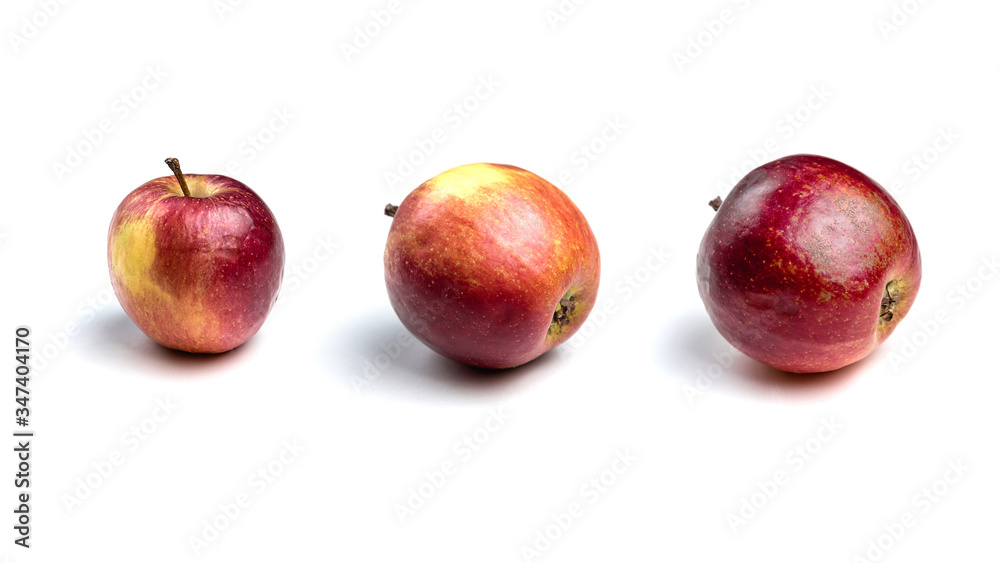 Apples isolated on a white background. A selection of apples from different angles. red apple. Natural fruits.