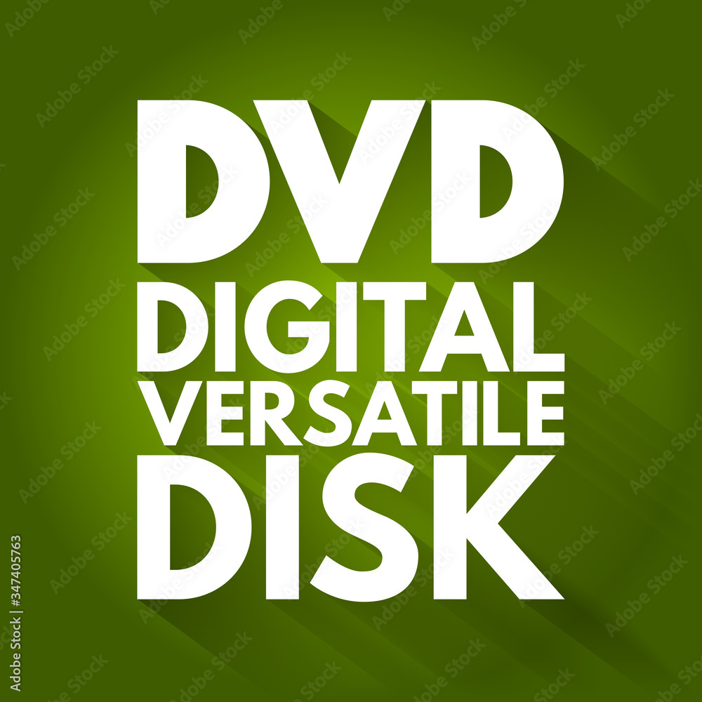 Naklejka premium DVD - Digital Versatile Disk acronym, technology concept background
