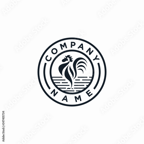 rooster emblem logo black white
