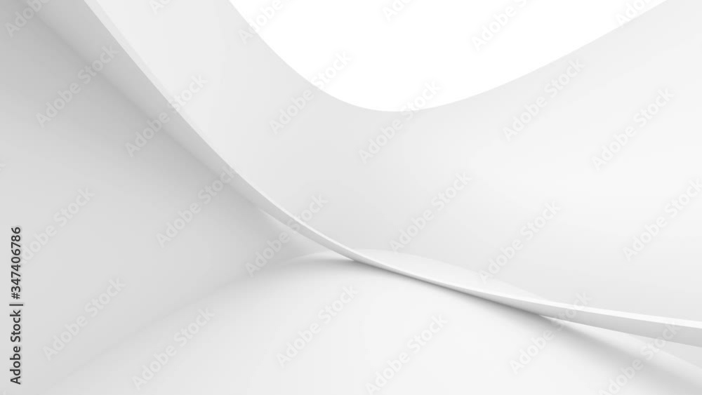 Abstract Architecture Animation. White Futuristic Graphic Design. Minimal Geometric Background