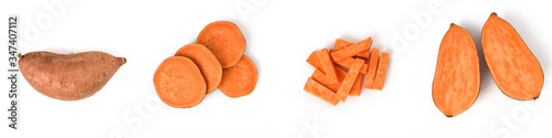 Collection of sweet potato isolated on a white background