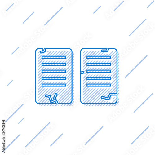 Blue line The commandments icon isolated on white background. Gods law concept.  Vector Illustration
