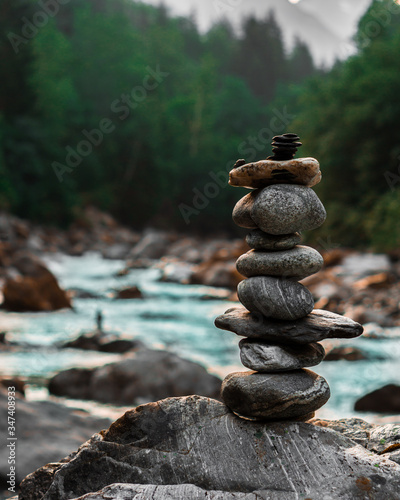 stack of stones in the mountains