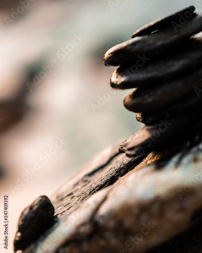 close up of a stack of stones