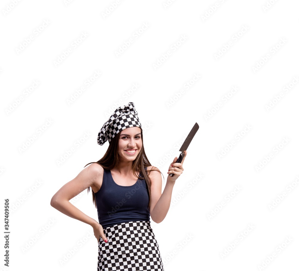 Young woman cook isolated on white background Young woman cook isolated on white background
