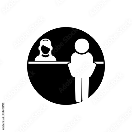 Registration desk vector , Customer service desk icon , Ticket  counter desk simple  illustration design