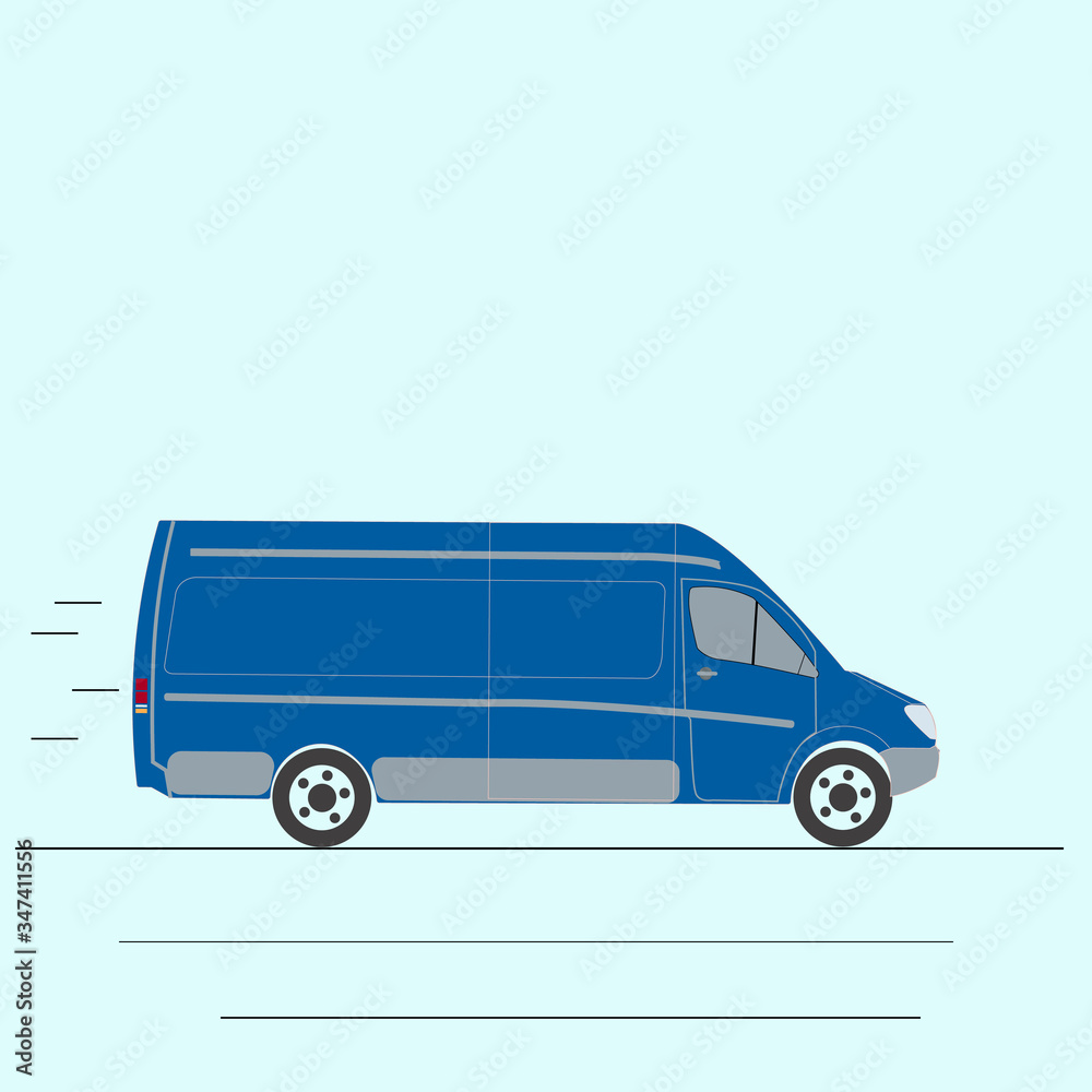 Delivery Van Vehicle, Cargo Transportation, Express Delivery Service Flat Vector Illustration