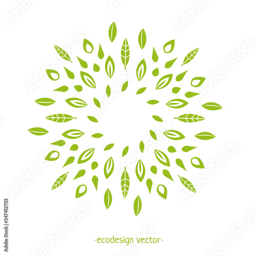 Vector ornament from Wheat Ears leaves and seed. Eco design round pattern. Vector Decorative Borders Design. Logo design template, icons and badges for natural and organic product in linear style.