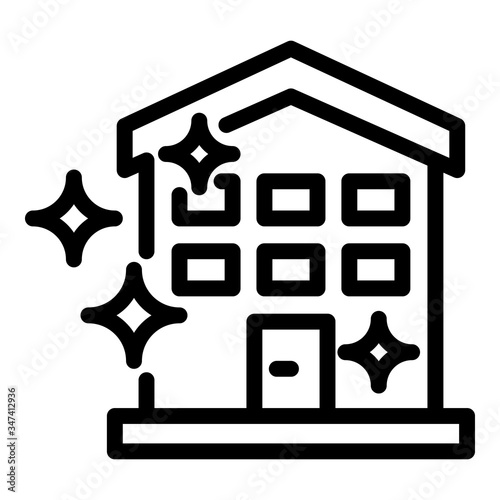 Clean home icon. Outline clean home vector icon for web design isolated on white background