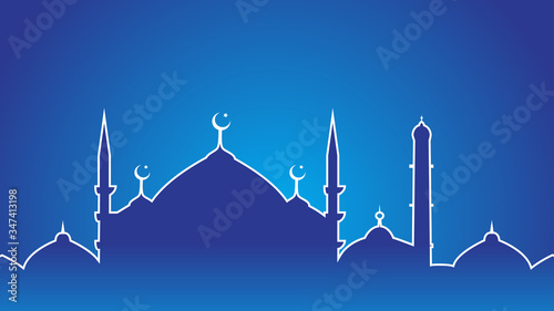 blue mosque background vector illustration