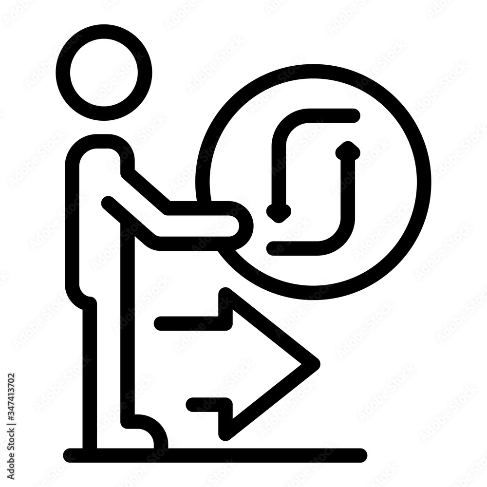 Man and reconnect sign icon. Outline man and reconnect sign vector icon for web design isolated on white background Man and reconnect sign icon. Outline man and reconnect sign vector icon for web design isolated on white background