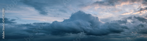 Dark storm clouds in the sky before or after rain web paner panoramic