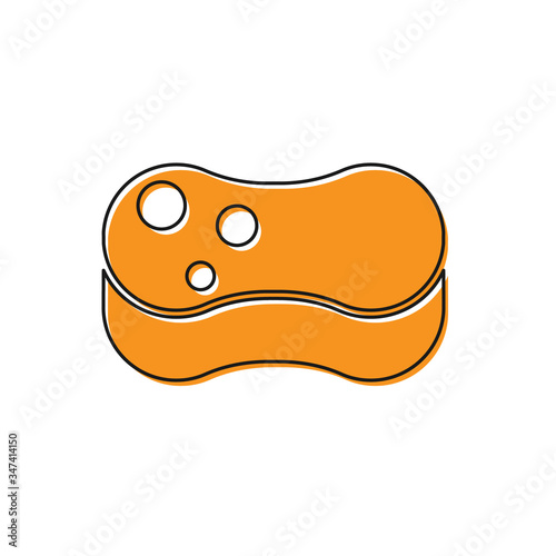 Orange Sponge icon isolated on white background. Wisp of bast for washing dishes. Cleaning service concept.  Vector Illustration