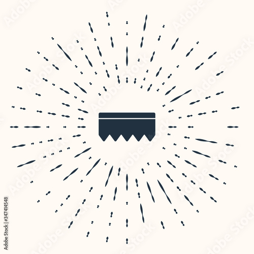 Grey Sponge with bubbles icon isolated on beige background. Wisp of bast for washing dishes. Cleaning service logo. Abstract circle random dots. Vector Illustration
