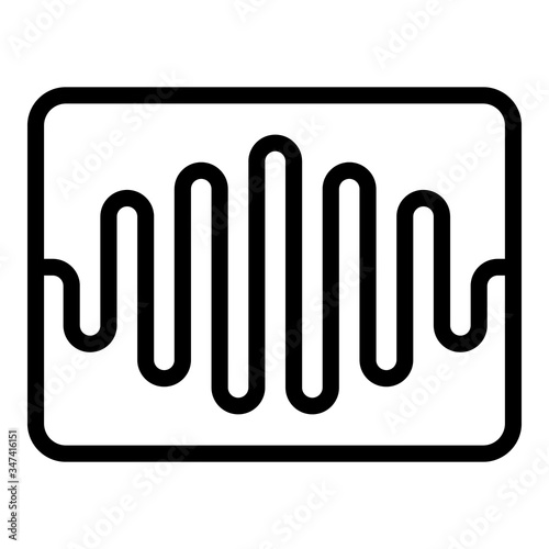 Sound range in a rectangle icon. Outline sound range in a rectangle vector icon for web design isolated on white background
