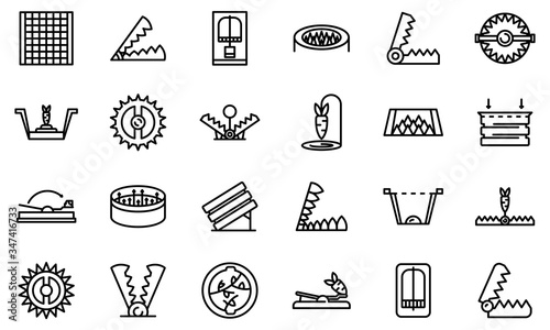 Animal trap icons set. Outline set of animal trap vector icons for web design isolated on white background photo