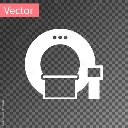 White Tomography icon isolated on transparent background. Medical scanner, radiation. Diagnosis, radiology, magnetic resonance therapy.  Vector Illustration