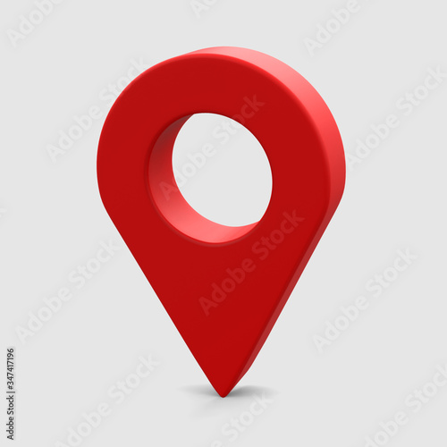 3d illustration of google pin isolated on white background, location symbol icon in 3d shape on blank space