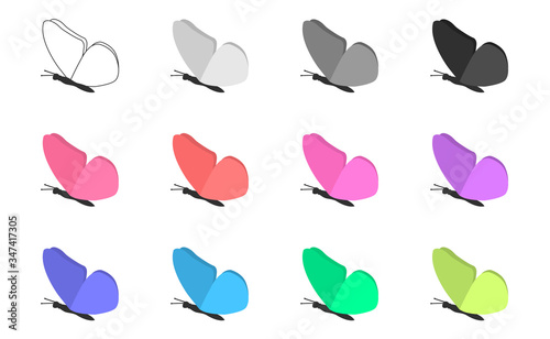 Colored butterfly set