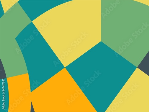 Beautiful of Colorful Art Green, Blue, Yellow and Orange, Abstract Modern Shape. Image for Background or Wallpaper