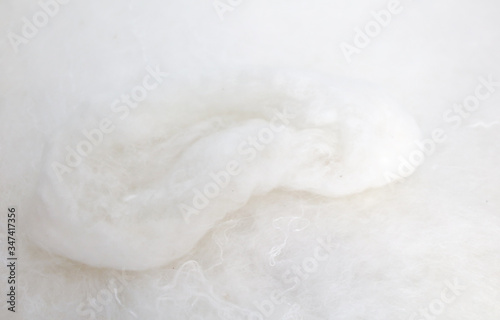 White silkworm threads as background.