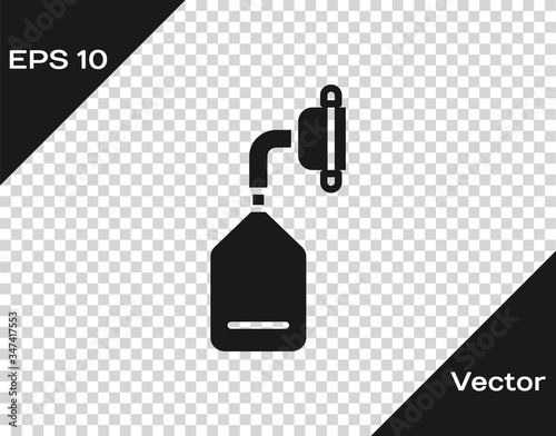 Black Medical oxygen mask icon isolated on transparent background.  Vector Illustration