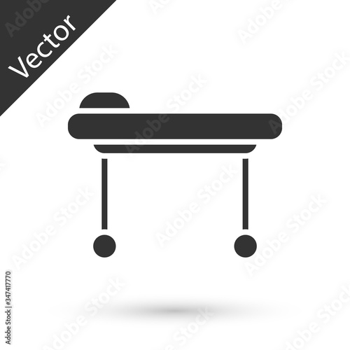 Grey Stretcher icon isolated on white background. Patient hospital medical stretcher.  Vector Illustration