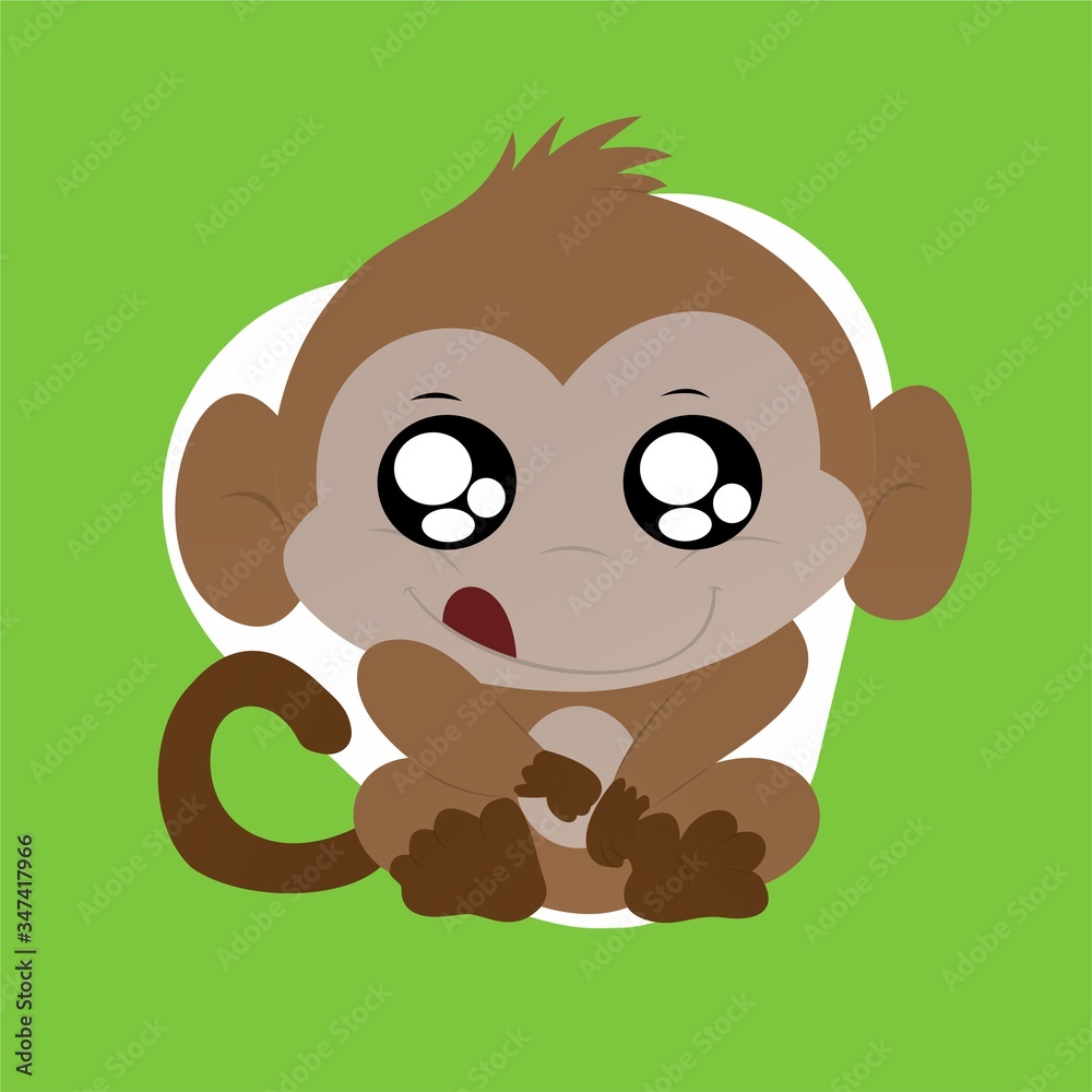 Illustration Of Monkey Shows His His Tongue While Holding The Stomach Cartoon Cute Funny Character Flat Design Stock Photo Adobe Stock