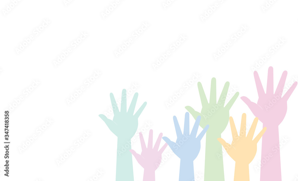 Many hands are pulled up (work, vacancies, help, society). Vector image, icon. Many hands are pulled up (work, vacancies, help, society). Vector image, icon.