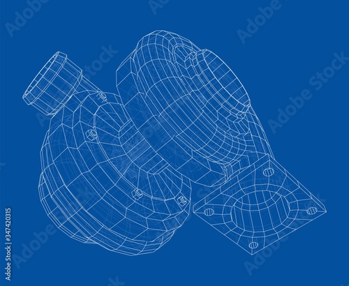 Automobile turbocharger concept outline. Vector