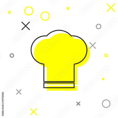 Grey line Chef hat icon isolated on white background. Cooking symbol. Cooks hat.  Vector Illustration