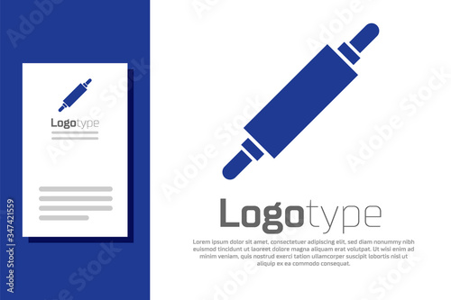 Blue Rolling pin icon isolated on white background. Logo design template element. Vector Illustration
