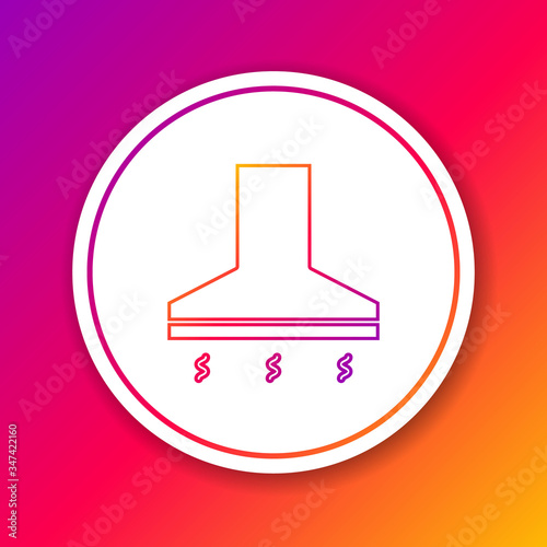 Color line Kitchen extractor fan icon isolated on color background. Cooker hood. Kitchen exhaust. Household appliance. Circle white button. Vector Illustration