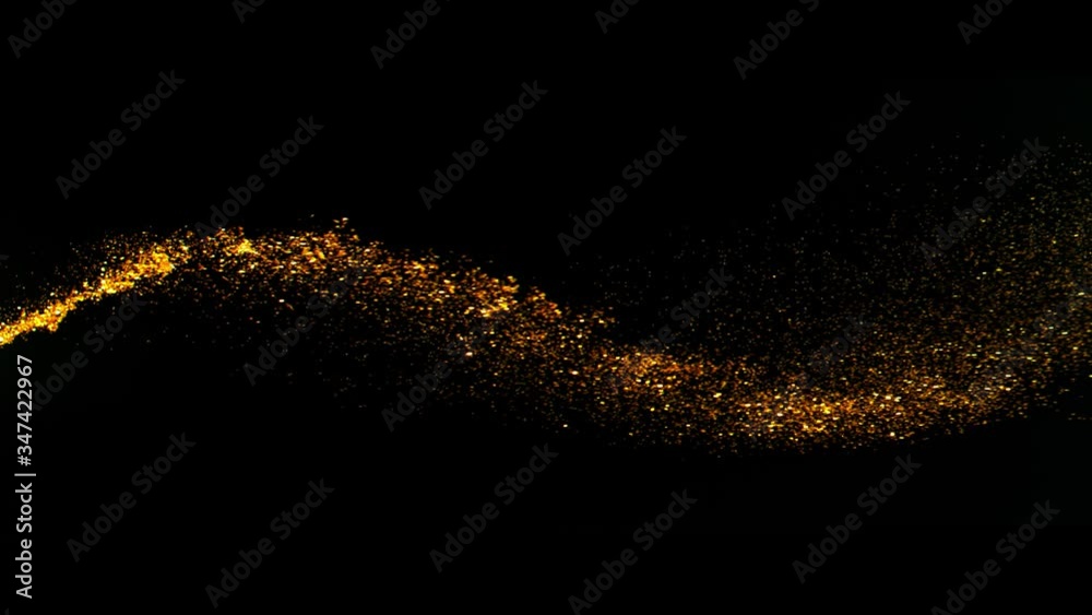 Super Slow Motion Shot of Golden Glitter Wavy Background Isolated On Black at 1000 fps. Super Slow Motion Shot of Golden Glitter Wavy Background Isolated On Black at 1000 fps.